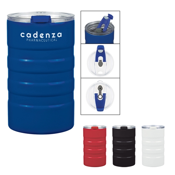 18 oz. double wall stainless steel tumbler featuring a spill-resistant flip-top... from ASI 61125 Hit Promotional Products