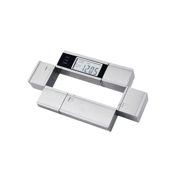 Matte silver multifunctional alarm clock, with date and temperature.... from ASI 73010 Natico Originals Inc / Natico Originals