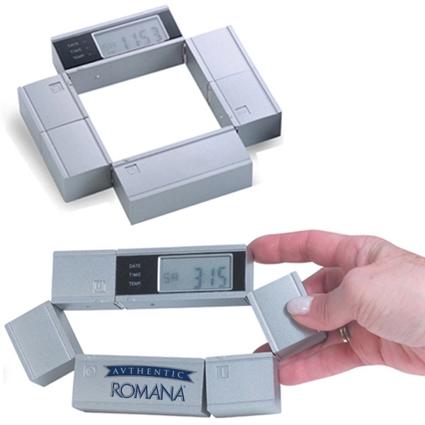 Matte silver multifunctional alarm clock, with date and temperature.... from ASI 73010 Natico Originals Inc / Natico Originals