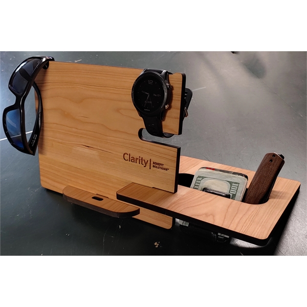 8" x 8" x 0.375" wooden desk organizer for phones, glasses,... from ASI 92531 Unique Custom Products / UCP