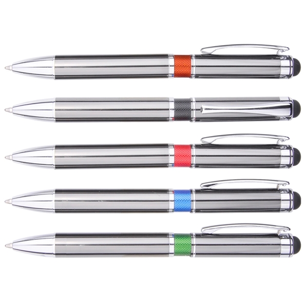 5.63" x 0.44" twist-action aluminum ballpoint pen with stylus point, color... from ASI 37218 Athena Promo (tm)