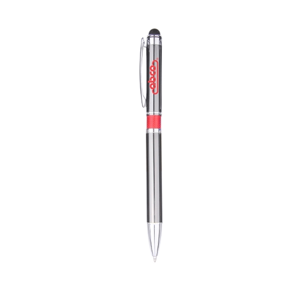5.63" x 0.44" twist-action aluminum ballpoint pen with stylus point, color... from ASI 37218 Athena Promo (tm)