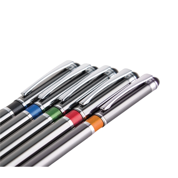 5.63" x 0.44" twist-action aluminum ballpoint pen with stylus point, color... from ASI 37218 Athena Promo (tm)