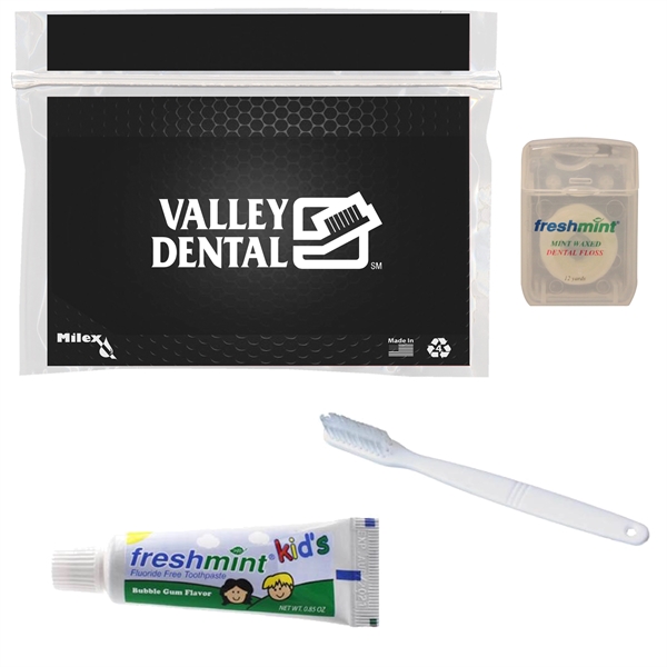 Kid's dental kit with a toothbrush, toothpaste, and floss.... from ASI 84514 Safety Made
