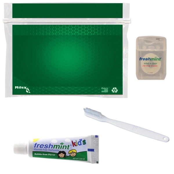 Kid's dental kit with a toothbrush, toothpaste, and floss.... from ASI 84514 Safety Made