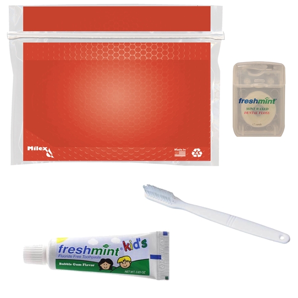 Kid's dental kit with a toothbrush, toothpaste, and floss.... from ASI 84514 Safety Made