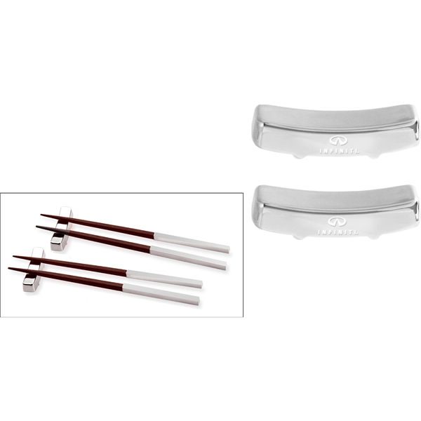 Two pairs of chopsticks in honey color wood, with silver handles... from ASI 73010 Natico Originals Inc / Natico Originals