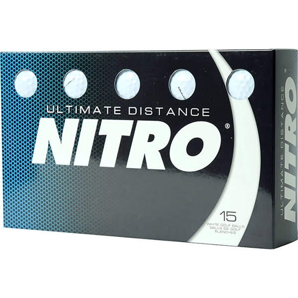 Nitro Ultimate Distance golf balls; Box contains 15 white balls and... from ASI 38120 Ball Pro / Diversified Quality Kitchenware