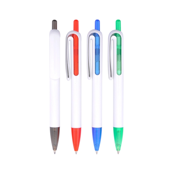 5.50" x 0.50" plunger-action plastic ballpoint pen with translucent groove, color... from ASI 37218 Athena Promo (tm)