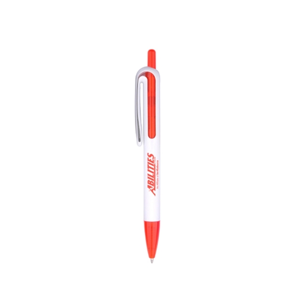 5.50" x 0.50" plunger-action plastic ballpoint pen with translucent groove, color... from ASI 37218 Athena Promo (tm)
