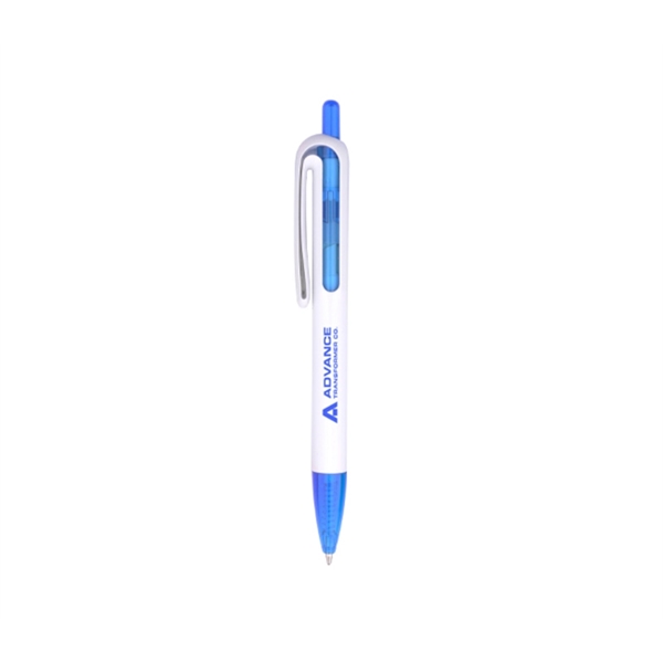 5.50" x 0.50" plunger-action plastic ballpoint pen with translucent groove, color... from ASI 37218 Athena Promo (tm)