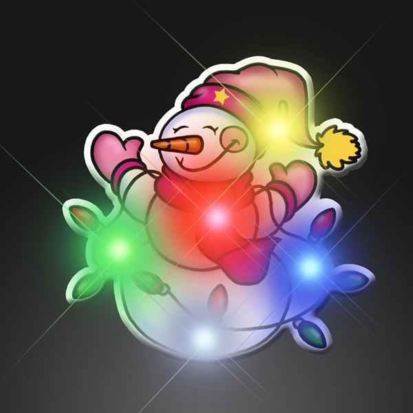 Snowman with light strand flashing pin. Blank.... from ASI 34194 ALightPromos / Alight Promotional Products