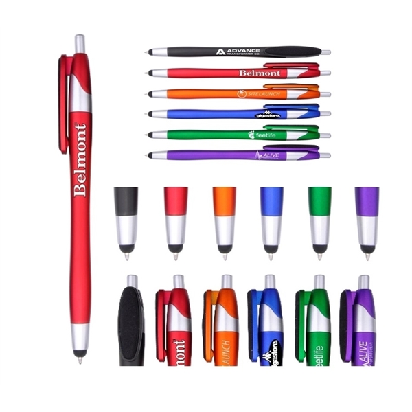 5.69" x 0.44" metallic colored barrel stylus pen and screen cleaner... from ASI 37218 Athena Promo (tm)