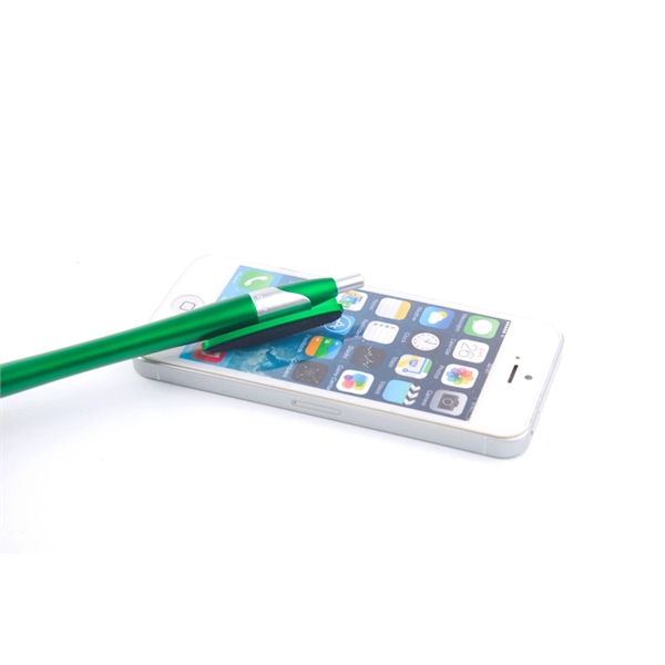 5.69" x 0.44" metallic colored barrel stylus pen and screen cleaner... from ASI 37218 Athena Promo (tm)