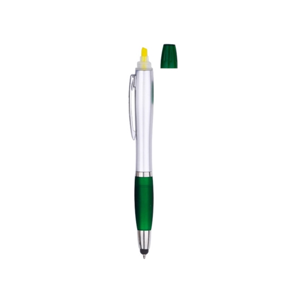 5.75" x 0.63" plastic ballpoint pen with highlighter and stylus tip... from ASI 37218 Athena Promo (tm)