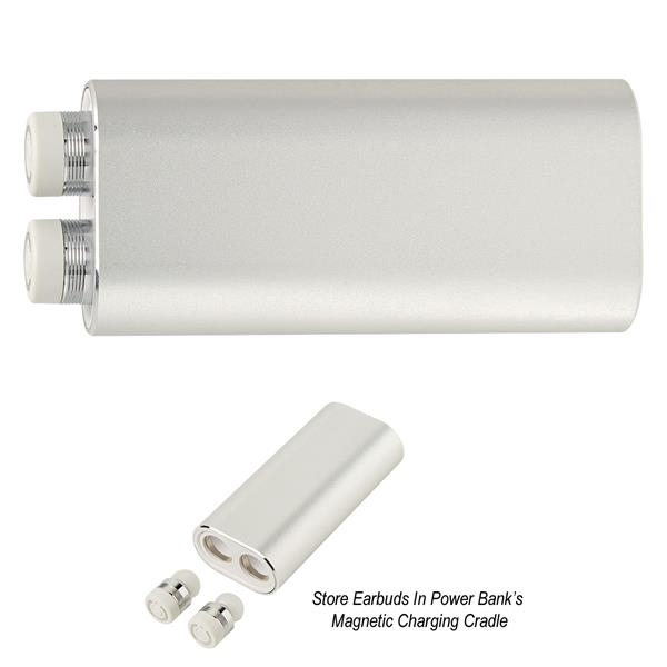 2-in-1 wireless earbuds and portable charging station with wireless technology, stereo... from ASI 61125 Hit Promotional Products