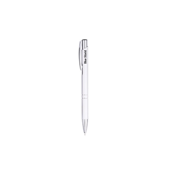 5.38" x 0.38" aluminum plunger-action ballpoint pen with chrome accents and... from ASI 37218 Athena Promo (tm)