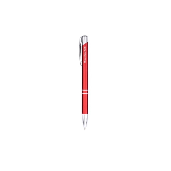 5.38" x 0.38" aluminum plunger-action ballpoint pen with chrome accents and... from ASI 37218 Athena Promo (tm)