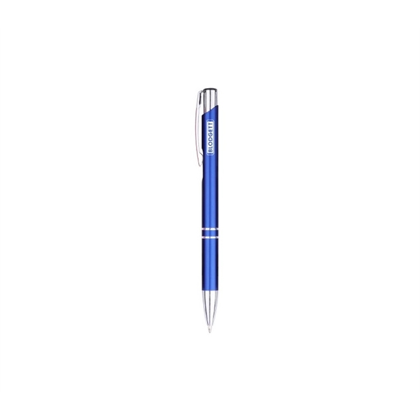 5.38" x 0.38" aluminum plunger-action ballpoint pen with chrome accents and... from ASI 37218 Athena Promo (tm)
