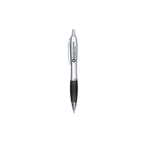 5.50" x 0.50" plunger-action plastic ballpoint pen with rubber grip and... from ASI 37218 Athena Promo (tm)