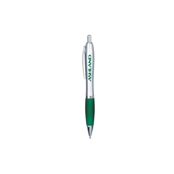 5.50" x 0.50" plunger-action plastic ballpoint pen with rubber grip and... from ASI 37218 Athena Promo (tm)