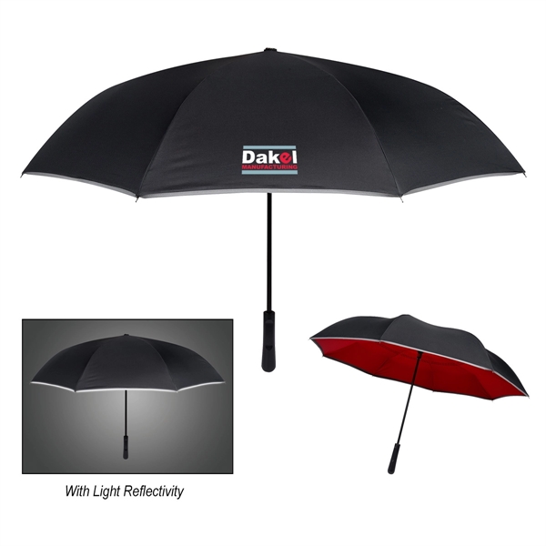 Inversion umbrella with an inverted design, contrasting underside, and reflective edge.... from ASI 61125 Hit Promotional Products / Hit®