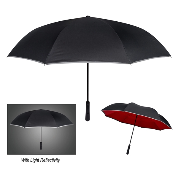 Inversion umbrella with an inverted design, contrasting underside, and reflective edge.... from ASI 61125 Hit Promotional Products / Hit®