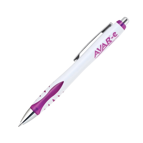 Click action ballpoint pen featuring a sleek white body with colorful... from ASI 68190 Lungsal / Lungsal