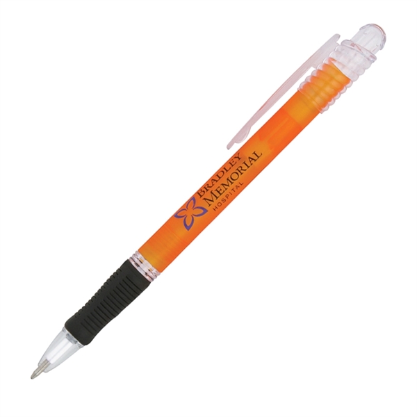 Click action mechanism ballpoint pen with frosted barrel, textured rubber grip... from ASI 68190 Lungsal / Lungsal