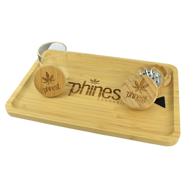 Includes bamboo rolling tray (12" x 8"), round bamboo grinder and... from ASI 72657 Active Life Promo / Apres Ski Ingrain