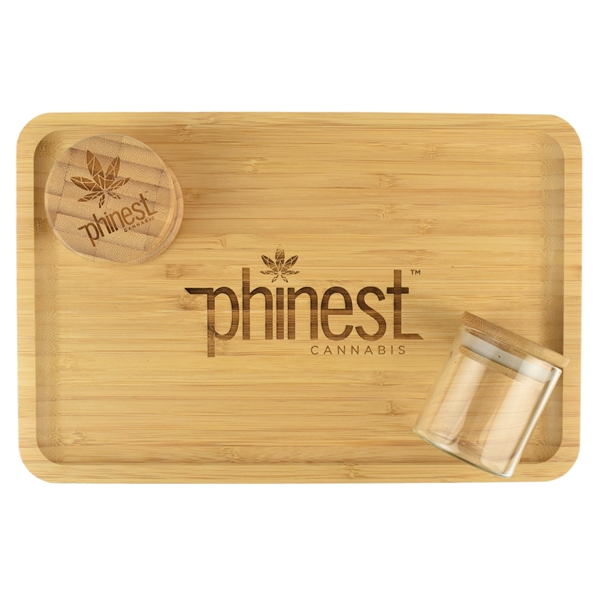 Includes bamboo rolling tray (12" x 8"), round bamboo grinder and... from ASI 72657 Active Life Promo / Apres Ski Ingrain