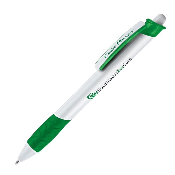 Click action plastic ballpoint pen comes with white barrel, colorful accents,... from ASI 68190 Lungsal / Lungsal