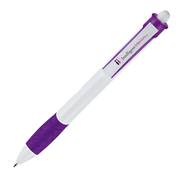 Click action plastic ballpoint pen comes with white barrel, colorful accents,... from ASI 68190 Lungsal / Lungsal
