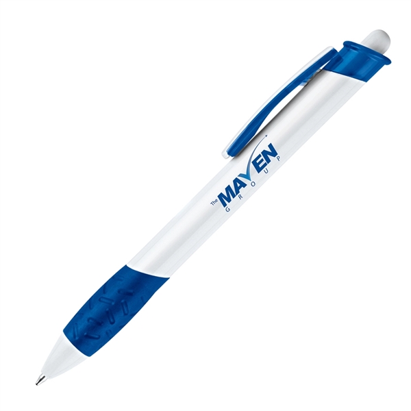Click action plastic ballpoint pen comes with white barrel, colorful accents,... from ASI 68190 Lungsal / Lungsal