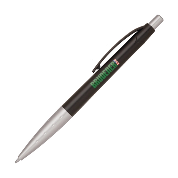 Plastic click action pen with metallic barrel and silver grip &... from ASI 68190 Lungsal / Lungsal