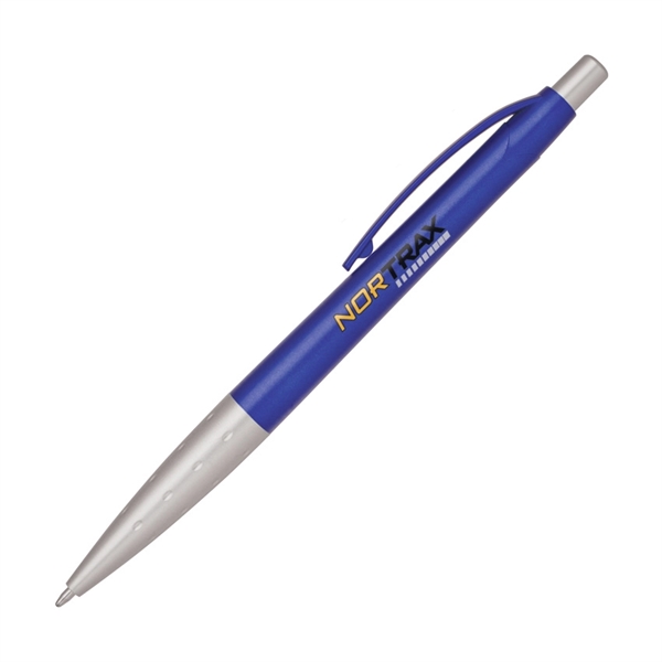 Plastic click action pen with metallic barrel and silver grip &... from ASI 68190 Lungsal / Lungsal