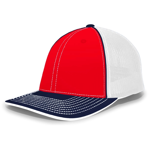 The Trucker PacFlex Cap combines M3 performance with a spandex trucker... from ASI 37461 Augusta Sportswear / Pacific Headwear