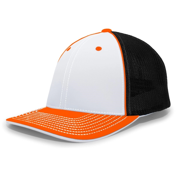 The Trucker PacFlex Cap combines M3 performance with a spandex trucker... from ASI 37461 Augusta Sportswear / Pacific Headwear