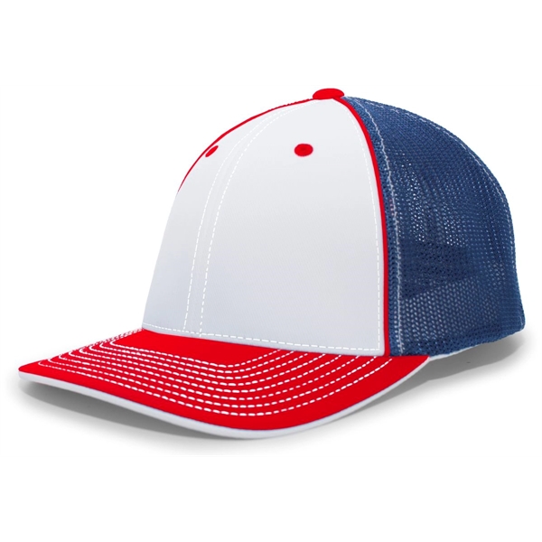 The Trucker PacFlex Cap combines M3 performance with a spandex trucker... from ASI 37461 Augusta Sportswear / Pacific Headwear