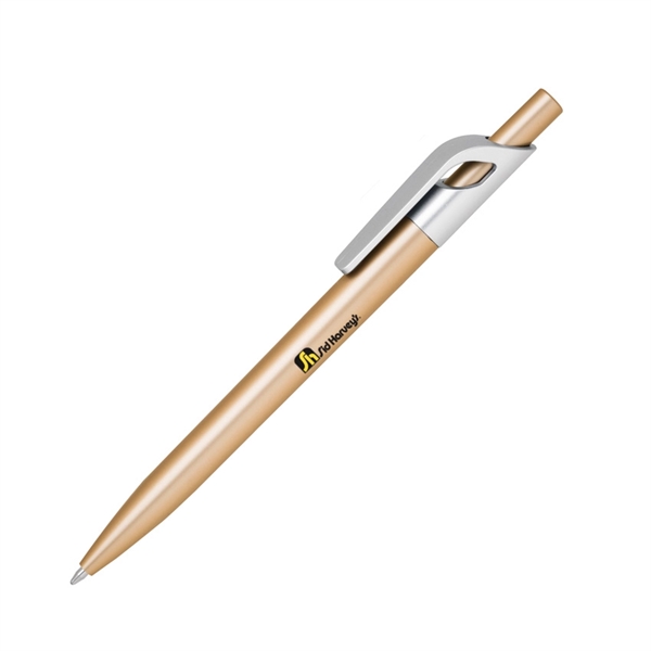 Click action plastic pen with satin metallic colored barrel.... from ASI 68190 Lungsal / Lungsal