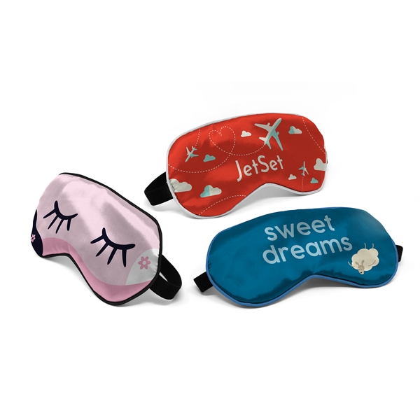 Full Color dye sublimated polyester satin sleep mask... from ASI 45657 Pop! Promos