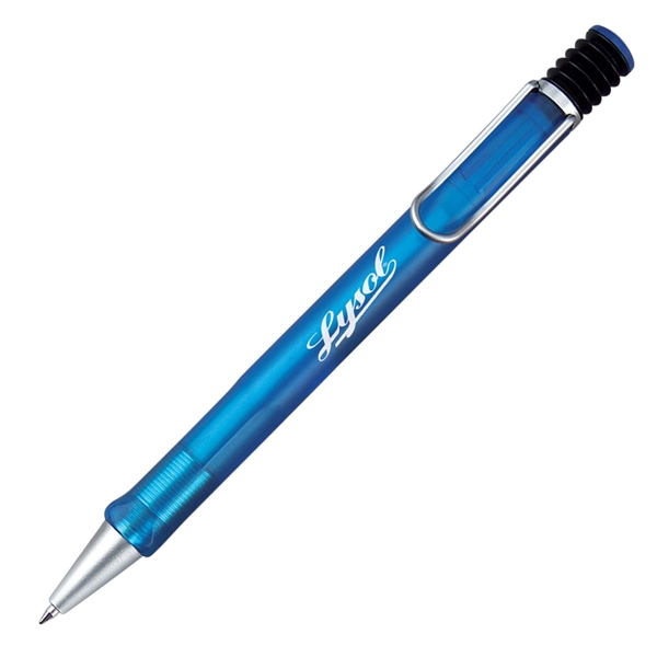 Plunge action ballpoint pen with frosted color body, silver pocket clip... from ASI 68190 Lungsal / Lungsal