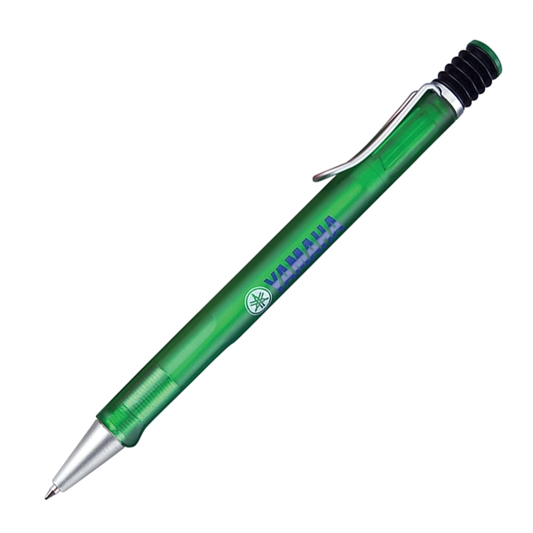 Plunge action ballpoint pen with frosted color body, silver pocket clip... from ASI 68190 Lungsal / Lungsal