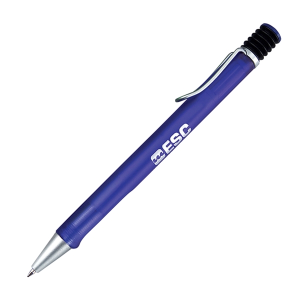 Plunge action ballpoint pen with frosted color body, silver pocket clip... from ASI 68190 Lungsal / Lungsal