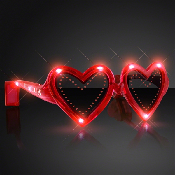 Heart shaped lit sunglasses with 10 red LED colors.... from ASI 34194 ALightPromos / Alight Promotional Products