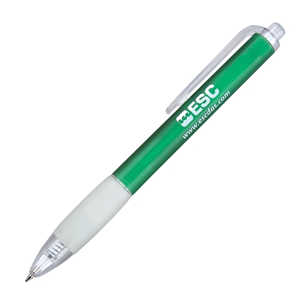 Click action ballpoint pen with frosted barrel and white grip.... from ASI 68190 Lungsal / Lungsal