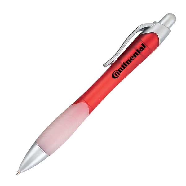Plunger action ballpoint pen with rubber grip and silver trim.... from ASI 68190 Lungsal / Lungsal