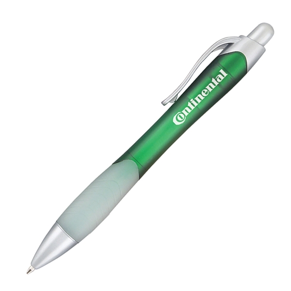 Plunger action ballpoint pen with rubber grip and silver trim.... from ASI 68190 Lungsal / Lungsal