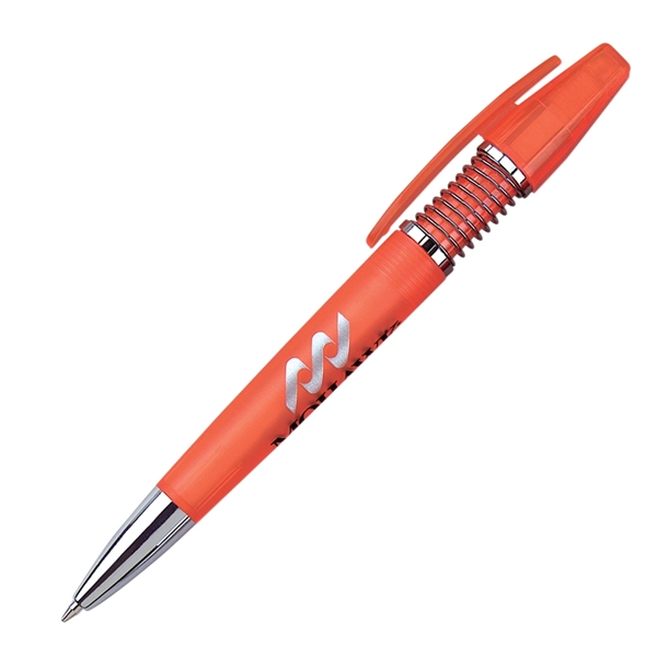 Click action ballpoint pen. Modern color barrel with flexible spring plunger... from ASI 68190 Lungsal / Lungsal