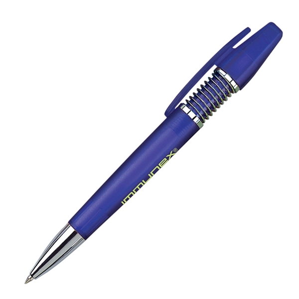 Click action ballpoint pen. Modern color barrel with flexible spring plunger... from ASI 68190 Lungsal / Lungsal